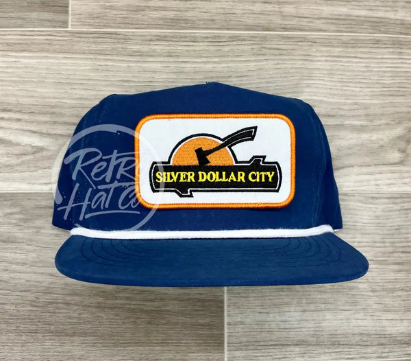Silver Dollar City Patch On Blue Retro Poly Rope Hat Ready To Go