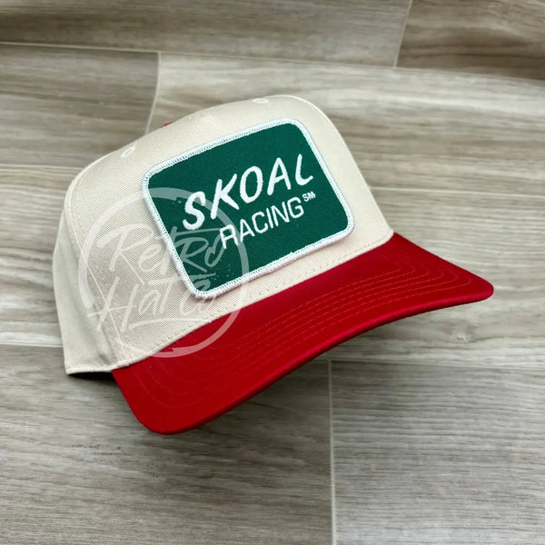 Skoal Racing (Rectangle) On Natural/Red Retro Hat Ready To Go