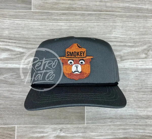 Smokey The Bear On Gray Retro Rope Hat W/Black Ready To Go