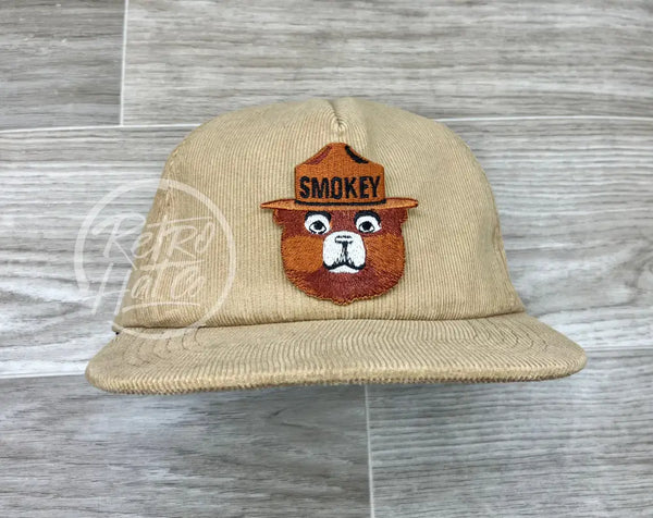 Smokey The Bear On Tan Corduroy Hat Ready To Go