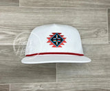 Southwestern / Aztec Tribal Patch On Retro Rope Hat White W/Red Ready To Go