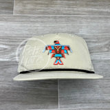 Southwestern / Tribal Thunderbird (Small) Patch On Retro Rope Hat Beige W/Black Ready To Go