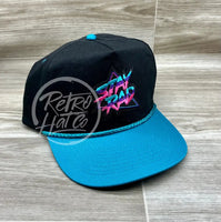 Stay Rad On Black/Turquoise Retro Rope Hat Ready To Go