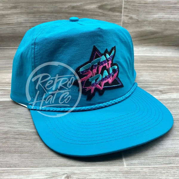 Stay Rad On Bold Turquoise Nylon Rope Hat Ready To Go