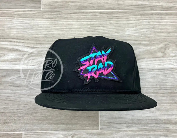 Stay Rad Patch On Black Poly Rope Hat Ready To Go