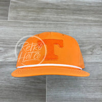 Tennessee Vols T Patch On Retro Rope Hat Bright Orange W/White Ready To Go