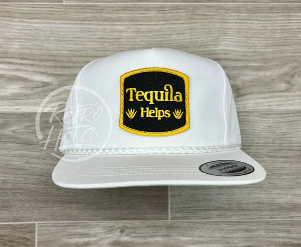 Tequila Helps On White Classic Rope Hat Ready To Go