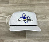 Texas Beer Patch On White Retro Hat W/Black Rope Ready To Go