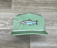Trout On Retro Poly Rope Hat Green Ready To Go