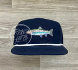 Trout On Retro Poly Rope Hat Navy Ready To Go