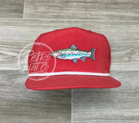 Trout On Retro Poly Rope Hat Red Ready To Go