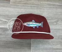 Trout On Retro Rope Hat Maroon W/White Ready To Go