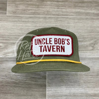 Uncle Bobs Tavern On Retro Rope Hat Olive W/Mustard Ready To Go