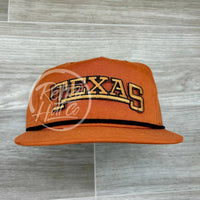 Ut / Texas Longhorn Arch On Retro Poly Rope Hat Orange Ready To Go