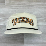 Ut / Texas Longhorn Arch On Retro Poly Rope Hat Beige Ready To Go