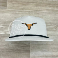 Ut / Texas Small Longhorn On Retro Poly Rope Hat Gray Ready To Go