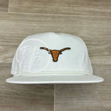 Ut / Texas Small Longhorn On Retro Poly Rope Hat White Ready To Go