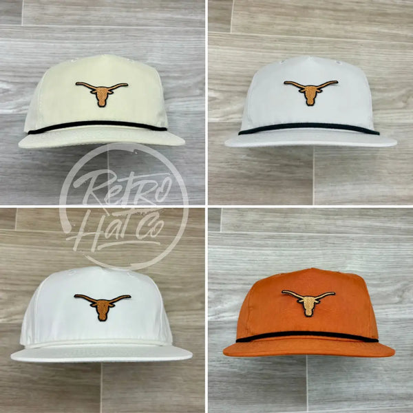 Ut / Texas Small Longhorn On Retro Poly Rope Hat Ready To Go