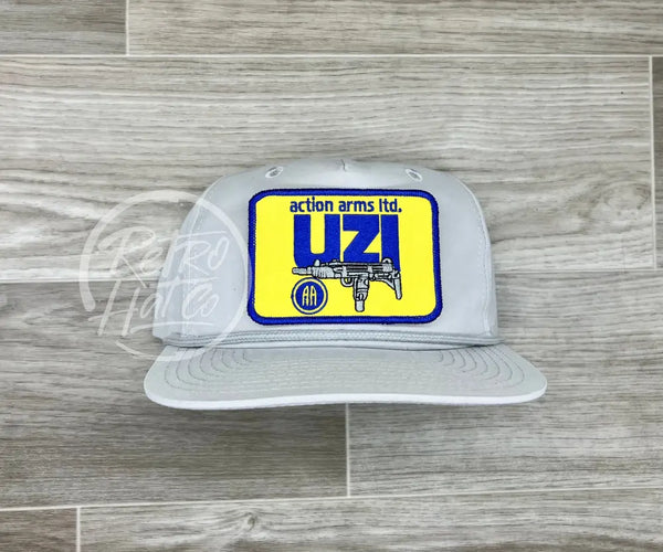 Uzi Patch On Smoke Gray Retro Rope Hat Ready To Go