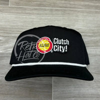 Vintage 80S/90S Houston Rockets Clutch City Patch On Retro Rope Hat Black W/White Ready To Go