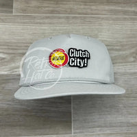 Vintage 80S/90S Houston Rockets Clutch City Patch On Retro Rope Hat Solid Smoke Gray Ready To Go