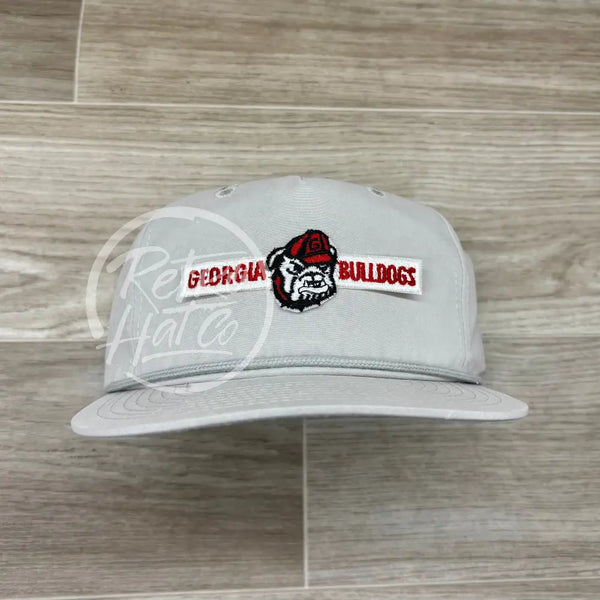 Vintage 80S Georgia Bulldogs Patch On Smoke Gray Retro Rope Hat Ready To Go