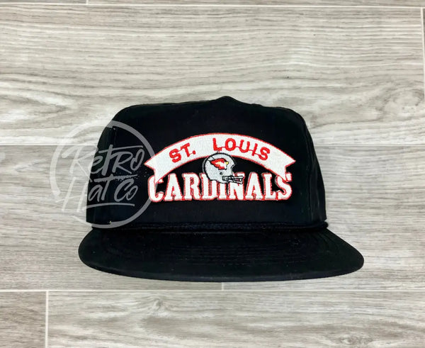 Vintage 80s St. Louis Cardinals Patch on Black Poly Rope Hat