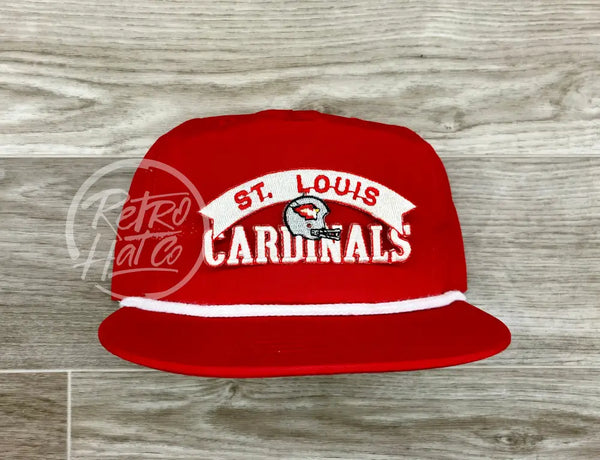 Vintage 80S St. Louis Cardinals Patch On Red Poly Rope Hat Ready To Go