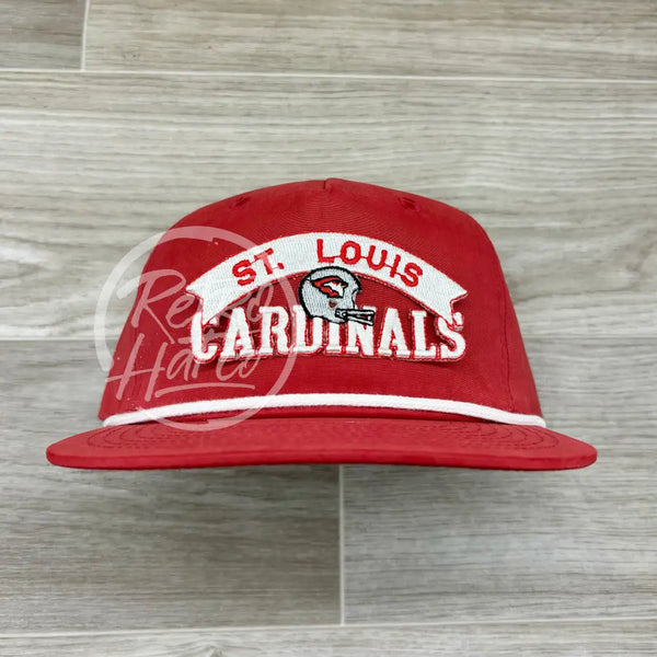 Vintage 80S St. Louis Cardinals Patch On Red Retro Hat W/White Rope Ready To Go