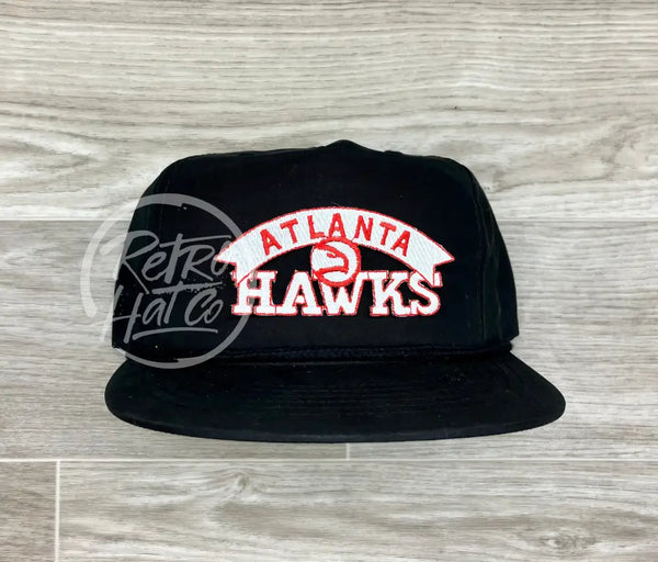 Vintage 90S Atlanta Hawks Patch On Black Poly Rope Hat Ready To Go