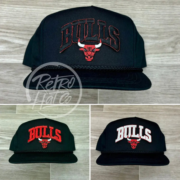 Vintage 90S Chicago Bulls Arch Patch On Black Classic Retro Hat Ready To Go