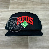 Vintage 90S Cincinnati Reds Patch On Black Classic Retro Rope Hat Red Arch Ready To Go