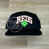 Vintage 90S Cincinnati Reds Patch On Black Classic Retro Rope Hat White Arch Ready To Go