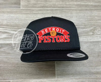 Vintage 90S Detroit Pistons (Red) Patch On Black Classic Rope Hat Ready To Go