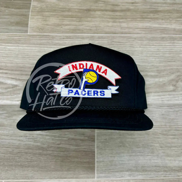 Vintage 90S Indiana Pacers Patch On Black Classic Rope Hat Ready To Go