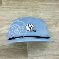 Vintage 90S Indianapolis Colts Helmet Patch On Baby Blue Retro Hat W/Black Rope Ready To Go