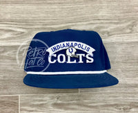 Vintage 90S Indianapolis Colts Patch On Blue Poly Rope Hat Ready To Go