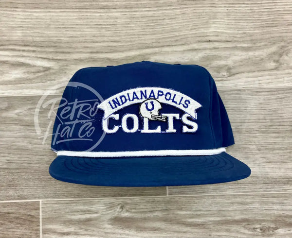Vintage 90S Indianapolis Colts Patch On Blue Poly Rope Hat Ready To Go