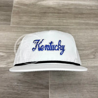 Vintage 90S Kentucky Script Patch On White Retro Hat W/Black Rope Ready To Go