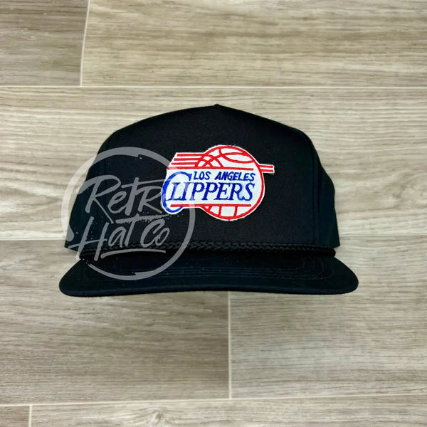 Vintage 90S Los Angeles Clippers Patch On Black Clasdic Retro Rope Hat Ready To Go