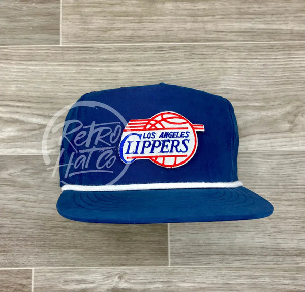 Vintage 90S Los Angeles Clippers Patch On Blue Retro Poly Rope Hat Ready To Go