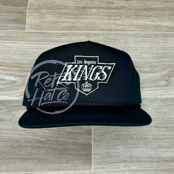 Vintage 90S Los Angeles Kings Crest Patch On Black Classic Retro Rope Hat Ready To Go