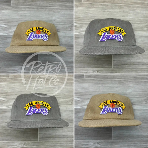 Vintage 90S Los Angeles Lakers On Retro Corduroy Hat Ready To Go