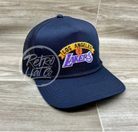 Vintage 90S Los Angeles Lakers Patch On Navy Meshback Rope Hat Ready To Go