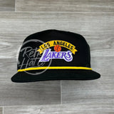 Vintage 90S Los Angeles Lakers Patch On Retro Rope Hat Black W/Yellow Ready To Go