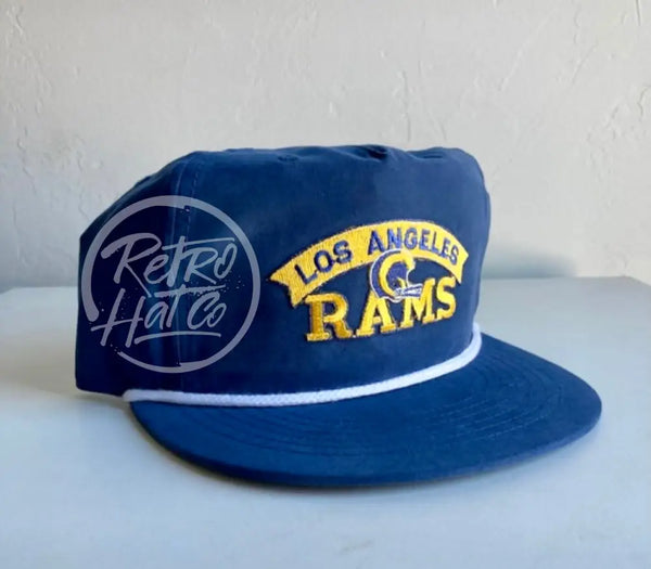 Vintage 90S Los Angeles Rams Patch On Blue Poly Rope Hat Ready To Go