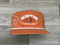 Vintage 90S Miami Hurricanes Patch On Orange Poly Rope Hat Ready To Go