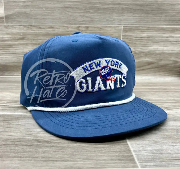 Vintage 90S New York Giants Patch On Retro Poly Rope Hat Royal Blue Ready To Go