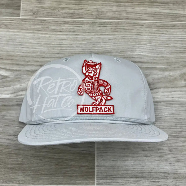 Vintage 90S North Carolina / Nc State Wolfpack On Solid Smoke Gray Retro Rope Hat Ready To Go