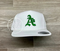 Vintage 90S Oakland As (Green) Patch On White Classic Rope Hat Ready To Go